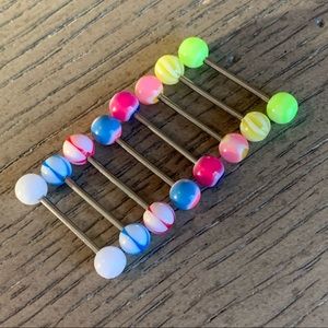BRAND NEW Neon Tongue Ring Set (8)